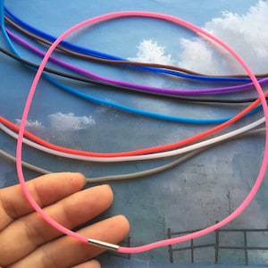 high quality 5pcs 2.0mm 12-24 inch for your choose TUBE/hollow Matte Rubber necklace cords with Silver stainless needle clasps
