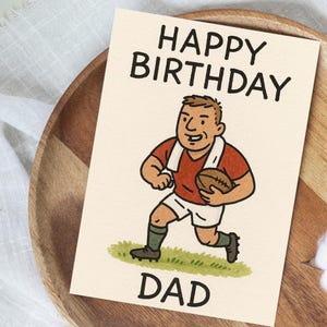 Carte d'anniversaire rugby pour papa | Salutations sportives drôles | Carte de joyeux anniversaire pour lui | carte de joueur de rugby | Carte d'anniversaire pour amateur de rugby