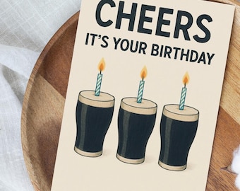 Divertida tarjeta de cumpleaños de Guinness: Tarjeta de brindis para amantes de la cerveza