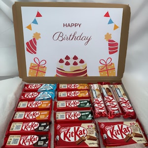 Schokoladen-Box | Kit Kat Geschenkbox | Personalisiert | Leckerli-Box | Pflegepaket Geschenk | Geburtstagsgeschenk | Besonderer Anlass | Geschenk Set