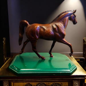 Mid-Sized 20th Century Vintage Horse Sculpture Figure on Wood Base