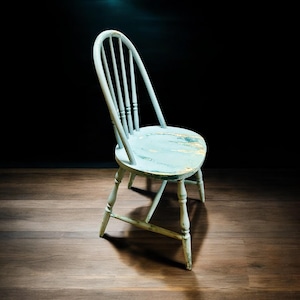 Antique Windsor Spindle Chair Chippy Blue