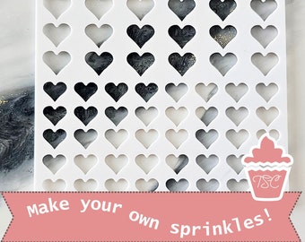 Heart Sprinkle Stencil | DIY Make your own cupcake sprinkles | 3d Printed Stencil | Makes both 12 mm and 8mm sized hearts, Cake Decorations