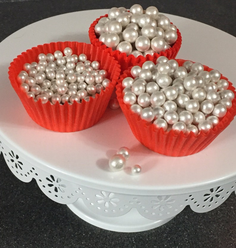 White Edible Pearls Fondant pearls for cakes, Cupcake topper, Cake Decoration, Wedding Cakes image 3