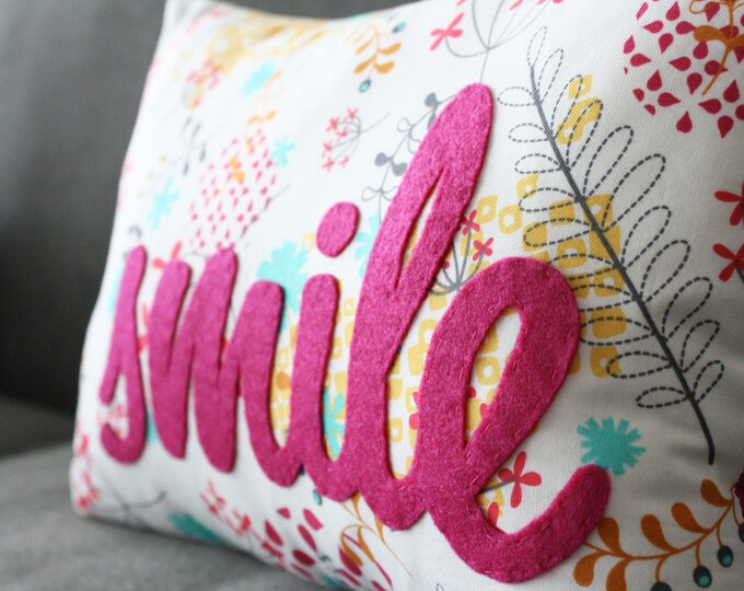 Floral Smile PIllow Etsy