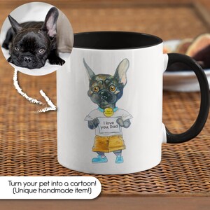 Custom Dog Dad Mug , Personalized Pet Cartoon Portrait, Fathers Day Gift, Hand-Drawn Unique Mug, Dog Lover Gift, Pet Art Coffee Cup, Dog Mug