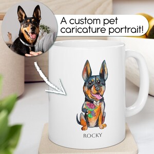 Custom Pet Portrait Mug, Personalized Cartoon Style Pet Illustration, Dog or Cat Gift for Pet Lovers, Unique Pet Caricature Coffee Cup