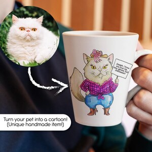 Custom Cat Dad Mug, Personalized Pet Cartoon Portrait, Fathers Day Gift, Hand-Drawn Unique Mug, Cat Lover Gift, Pet Art Coffee Cup, Cat