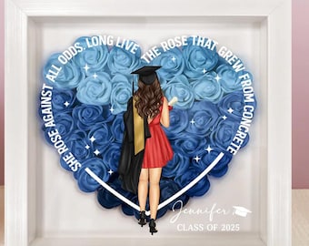 Personalized Graduation Flower Shadow Box, Graduation Gift for Her, Personalized Graduation Gift, Class Of 2025 Gift For Daughter