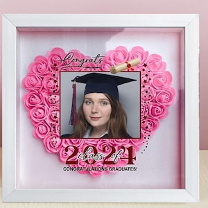 Personalisiertes Abschlussgeschenk, kundenspezifische Foto-Abschluss-Blumen-Schattenbox, Abschlussgeschenke für Geschwister, Brüder, Schwestern, Abschluss