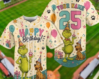 Maillot de baseball personnalisé pour anniversaire, Chemise de baseball verte avec numéro de nom personnalisé, Maillot de fête de joyeux anniversaire, Cadeau d'anniversaire amusant, Famille