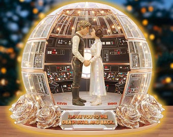Personalized Galactic Couple Light Box, I Love You to the Death Star And Back Lamp, Custom Space Lover Gift, Sci-Fi Romantic LED Decor