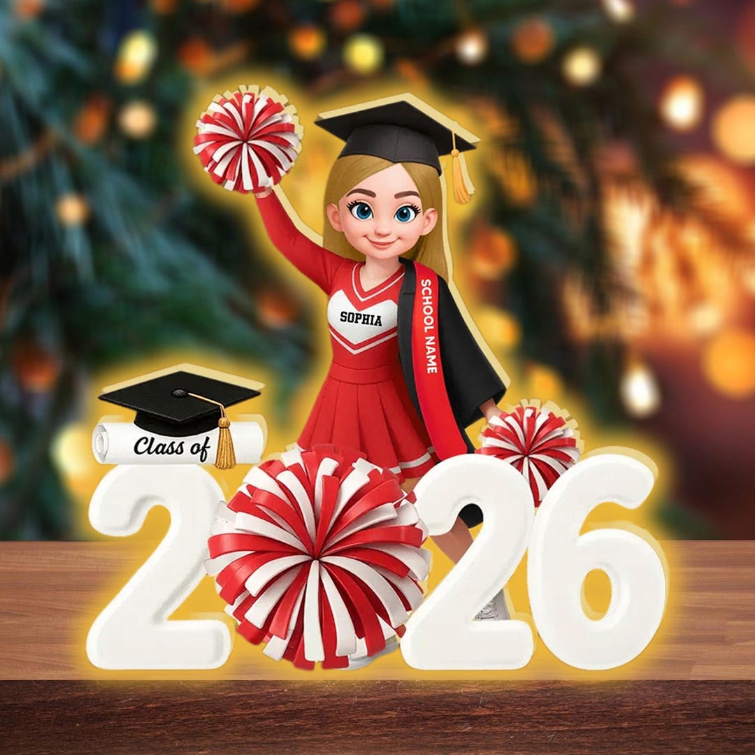 Personalized Cheerleader Graduation Light Box 2026, Custom School ...