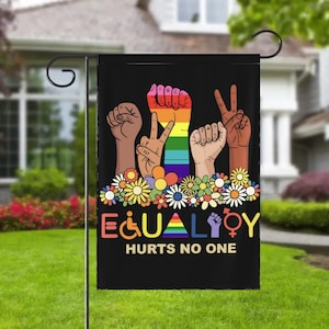 Equality Hurts No One Garden Flag, Social Justice LGBTQ Garden Flag, Diversity And Inclusion Sign, Rainbow LGBTQ Pride Yard Flag, LGBTQ