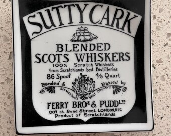 Rare Vintage Ceramic Sutty Cark Gin Whiskey Tobacco Tray Made in Japan
