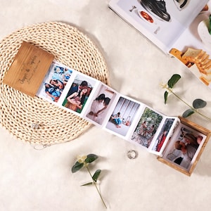 Personalised Pull Out Photo Album In Box, Wooden Box with Engraving, Memory Image Box, Anniversary Gift, Wedding Gift, Valentines Day Gift