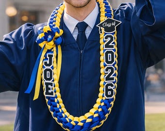 Personalized Graduation Lei with Name, Graduation Lei, 2026 Ribbon Lei, Satin Grad Lei, Senior Graduation Gift, Gift for Graduate