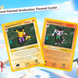 Personalized Hand-Painted Pokemon Graduation Card, Class of 2026 Gift, Custom Pokemon Card for Grads, Gift for Pokemon Gamer Graduates image 6