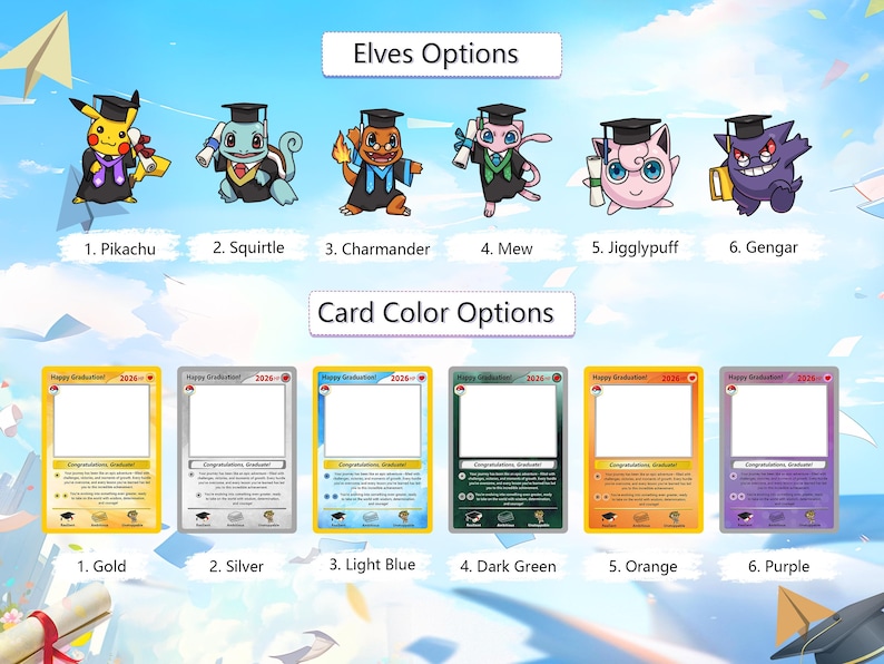 Personalized Hand-Painted Pokemon Graduation Card, Class of 2026 Gift, Custom Pokemon Card for Grads, Gift for Pokemon Gamer Graduates image 3