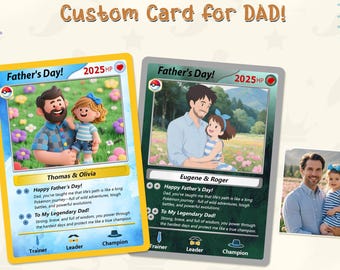 Father's Day Anime Card Personalized, Custom Photo Trading Anime Card, Fathers Day Gift for Game Dad, Card Gifts from Kids, New Dad Gifts