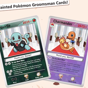 Carte de proposition de garçon d'honneur personnalisée, cadeau unique dessiné à la main du meilleur homme, carte du meilleur homme, cadeau de mariage, souvenir de fête de mariage pour amateur de Pokémon