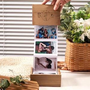 Personalized Wooden Photo Box with Pull-Out Album & Frame, Wooden Memory Keepsake Gift, Anniversary Gift, Wedding gift, Valentine&#39;s Day Gift