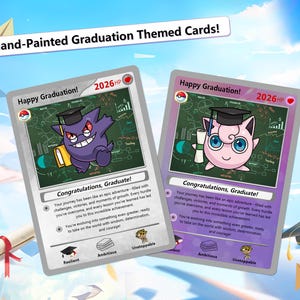 Personalized Hand-Painted Pokemon Graduation Card, Class of 2026 Gift, Custom Pokemon Card for Grads, Gift for Pokemon Gamer Graduates image 5