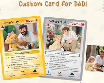 Personalized Father's Day Gift from Kids, Custom Photo Trading Anime Card, Game Dad Gift, Fathers Day Card, Gift for Husband, Gift for Dad