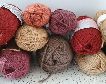 collection of vintage Cleckheaton wool yarn in autumn colours