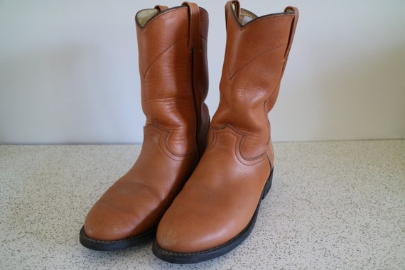 1990s vintage leather cowboy boots in tan