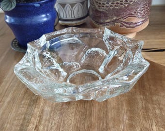 1960s vintage heavy textured glass decorative bowl
