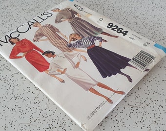 McCalls 9264...1980s vintage pattern for ladies dress or top, skirt and scarf for stretch knits only Aust size 12