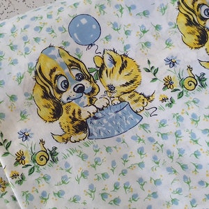 puppies and kittens...1970s vintage cotton lawn yardage