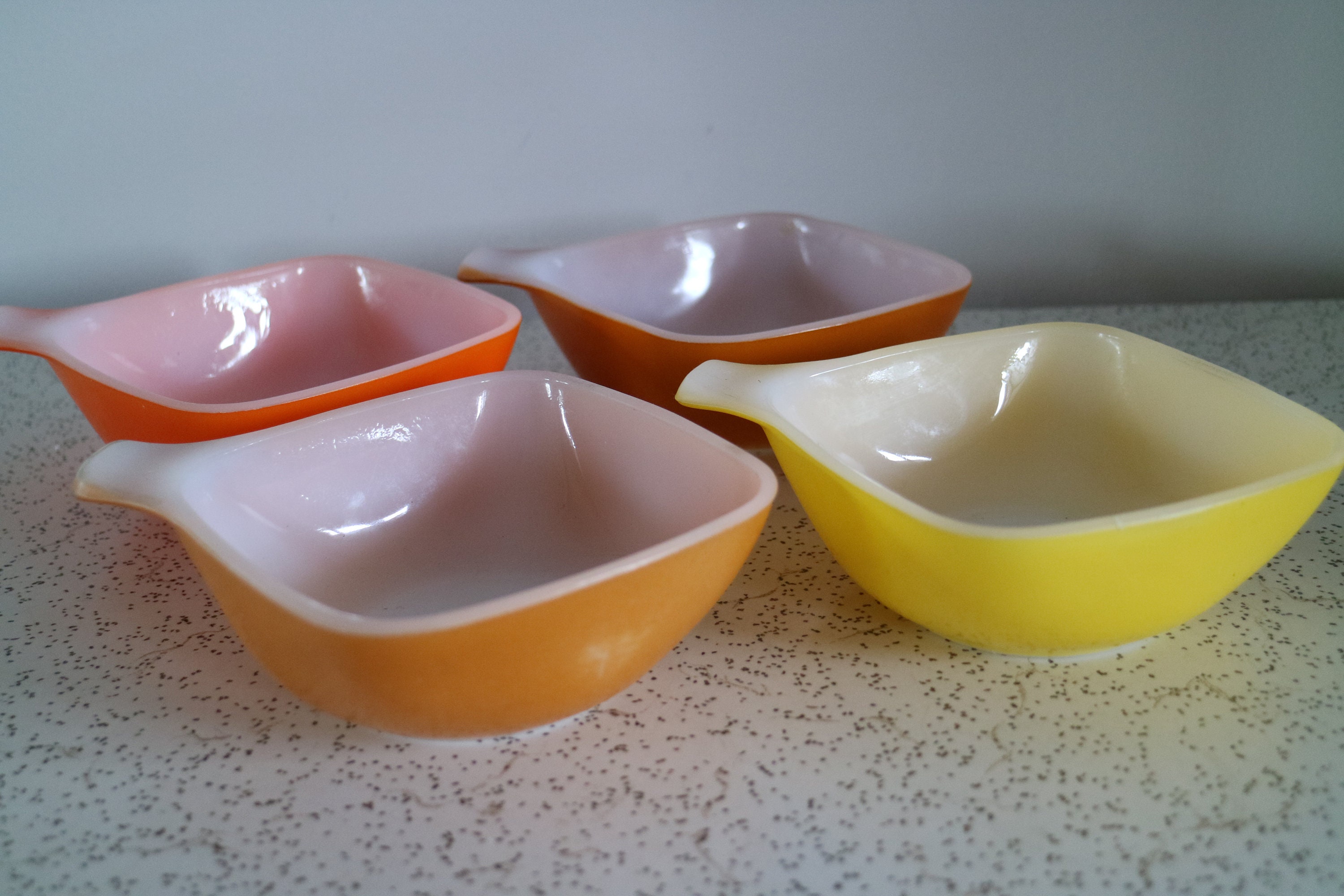 Set of Four 1970s Vintage Pyrex Ramekins With Handles Etsy