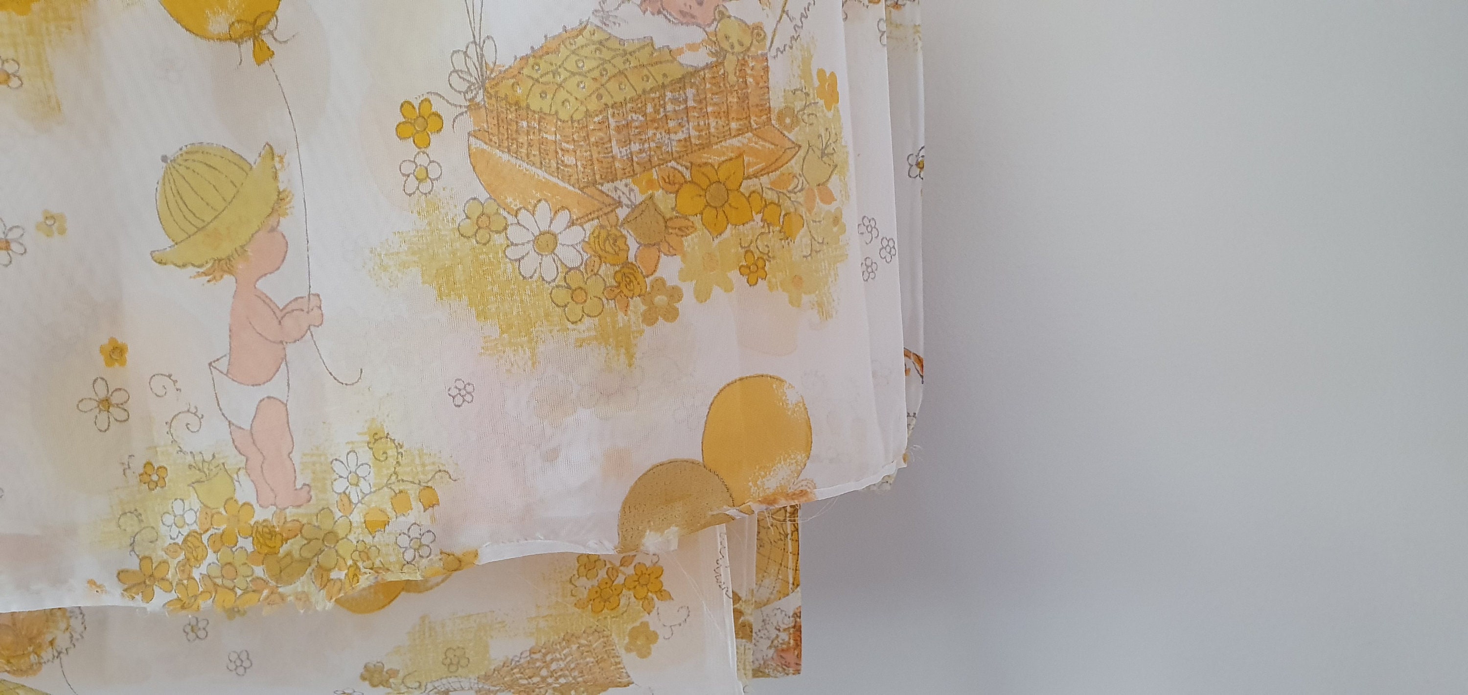 1970s Vintage Sheer Nursery Curtain Fabric Remnant Etsy