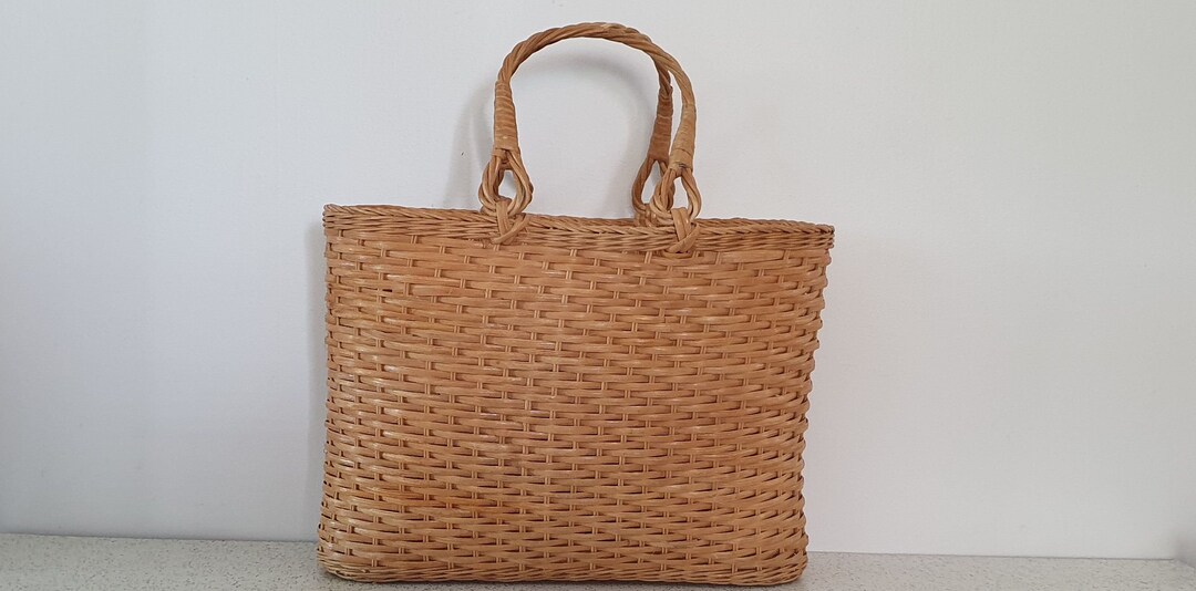 1980s Vintage Wicker Cane Shopping Basket Etsy Australia