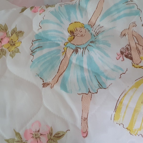 ballerina in pastel colours...beautiful 1960s vintage single or twin bedspread