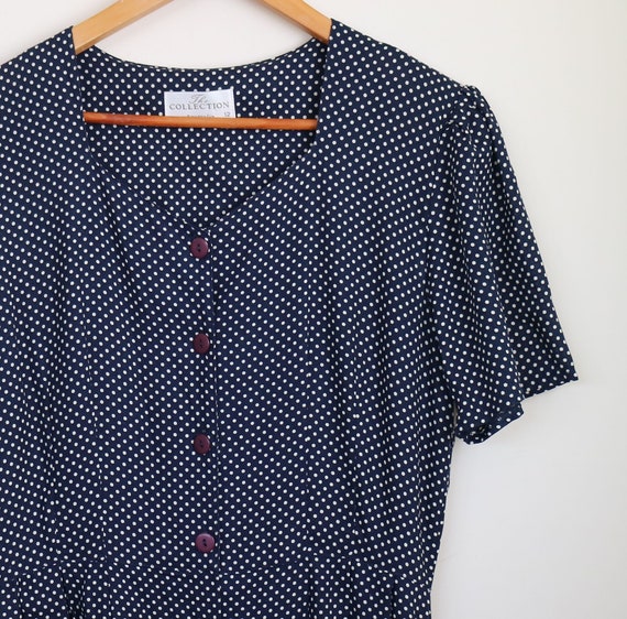 Spots in Navy and White...1990s Vintage Ladies Midi Length Day - Etsy