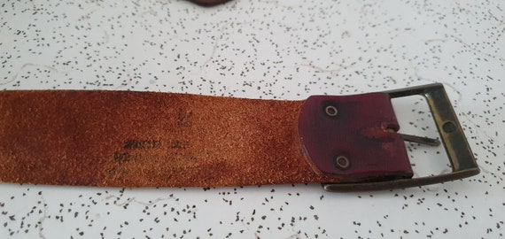 oxblood...1970s vintage tooled leather belt with … - image 6