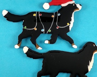 Bernese Mountain Dog Christmas Pin, Magnet or Ornament -Hand Painted- Free Personalization Available on the back