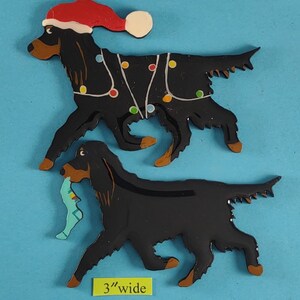 Gordon Setter Christmas or Plain Pin, Magnet or Ornament SEE ALL PHOTOS for size, dog's name/year and custom info, Hand Painted