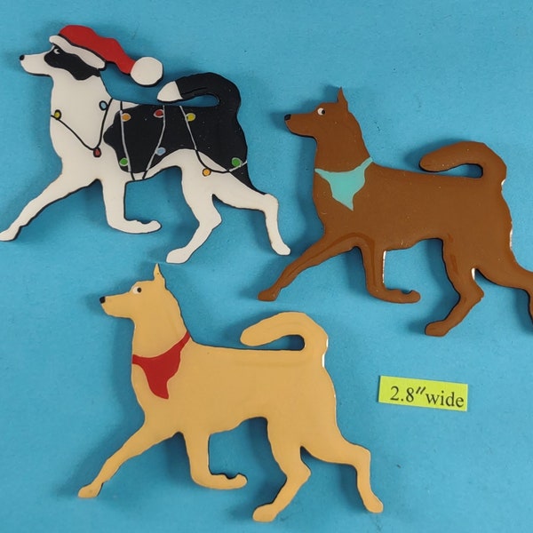 Canaan Dog Christmas or Plain Pin, Magnet or Ornament SEE ALL PHOTOS for size, dog's name/year, colors and custom info, Hand Painted