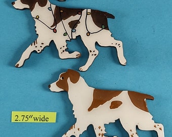 Brittany Spaniel Christmas Pin, Magnet or Ornament SEE ALL PHOTOS for size, dog's name/year, colors and custom info, Hand Painted