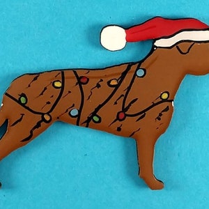 Staffordshire Bull Terrier Christmas or Plain Pin, Magnet or Ornament SEE ALL PHOTOS for size, dog's name/year, colors, custom, Hand Painted image 4