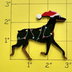 Doberman Christmas or Plain Pin, Magnet or Ornament SEE ALL PHOTOS for size, dog's name/year, colors and custom info, Hand Painted image 7