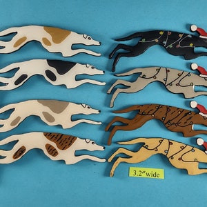 Greyhound Christmas or Plain Pin, Magnet or Ornament  SEE ALL PHOTOS for size, dog's name/year, colors and custom info, Hand Painted