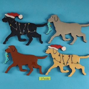 Labrador Retriever Christmas Pin, Magnet or Ornament SEE ALL PHOTOS for size, dog's name/year, colors and custom info, Hand Painted