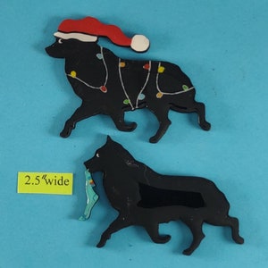 Schipperke Christmas or Plain Pin, Magnet or Ornament  SEE ALL PHOTOS for size, dog&#39;s name/year and custom info, Hand Painted