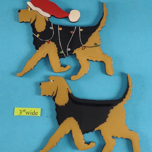 Otterhound Christmas or Plain Pin, Magnet or Ornament SEE ALL PHOTOS for size, dog's name/year and custom info, Hand Painted