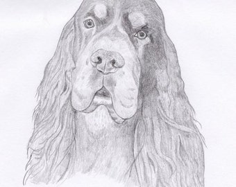 Gordon Setter Signed Personalized Original Pencil Drawing Matted Print -Free Shipping- Desert Impressions